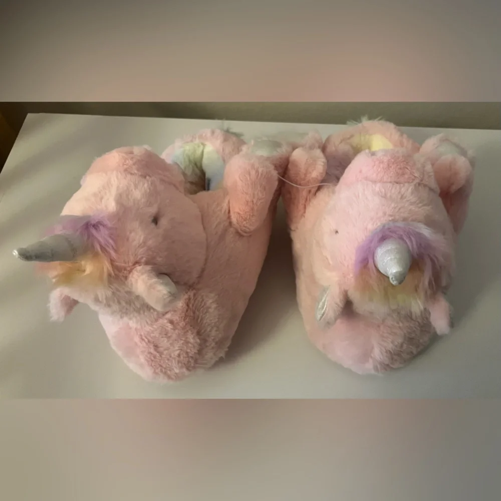 Pink Unicorn Plush Slippers